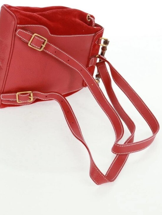 GUCCI Bamboo Backpack Suede Red Gold 003 1998 0030 Auth gh1510 main image 12